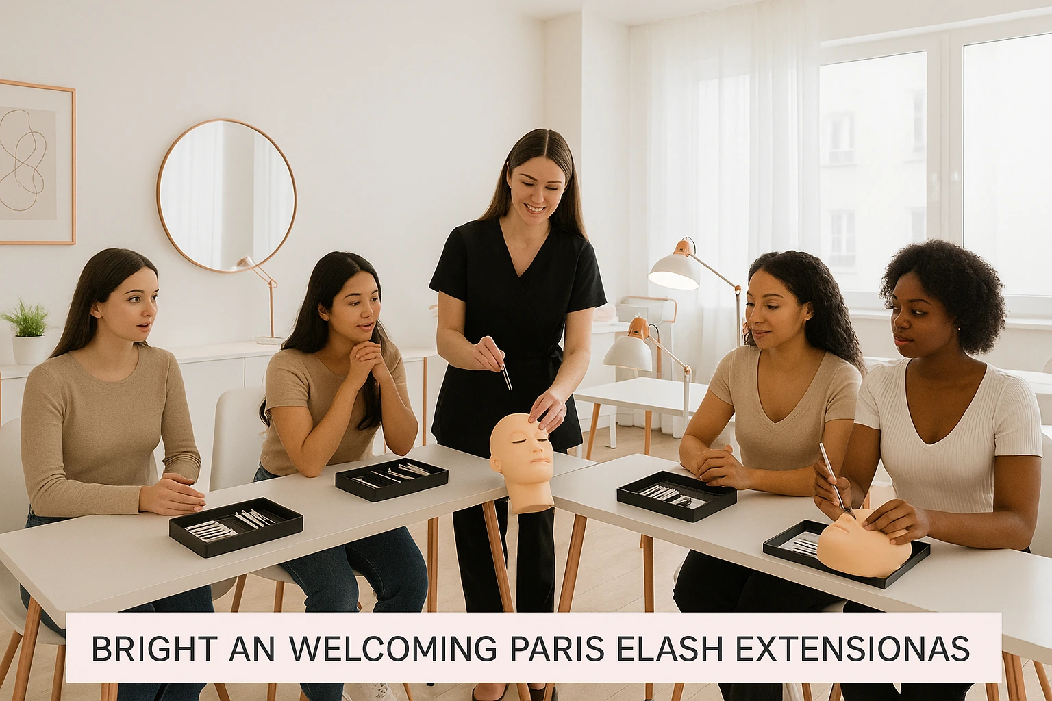 Formation extension de cils en présentiel à Paris - Élève en train de pratiquer